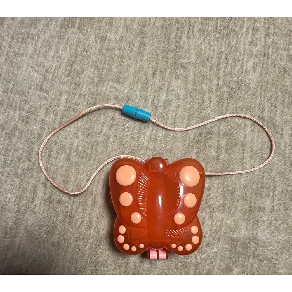 Vintage 1990 Bubblins Butterfly Bubble Locket Necklace Hasbro Pink Orange Toy‎